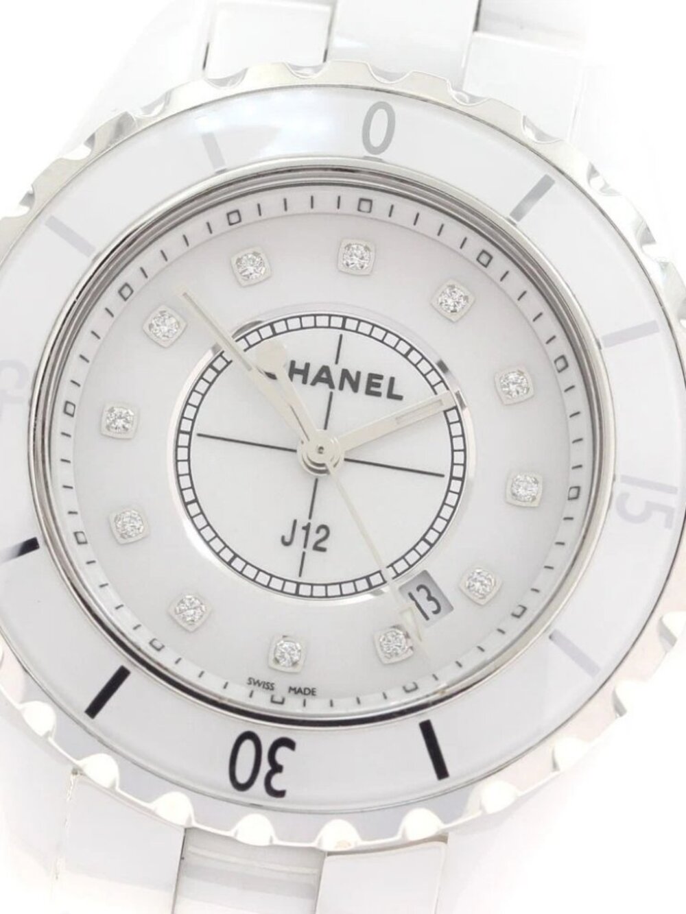 CHANEL J12 H1628 White ceramic 12P diamond white Dial Quartz Ladies Watch_960598